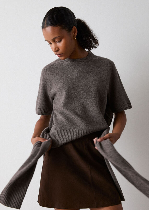 Neutral Wool Knitted Tee