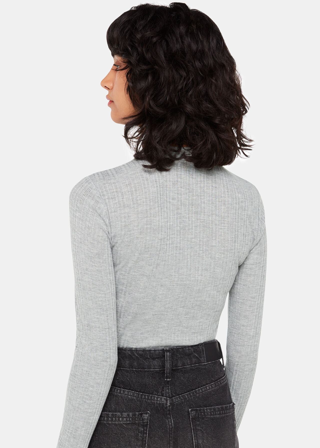 Diagonal Rib Crew Neck Top