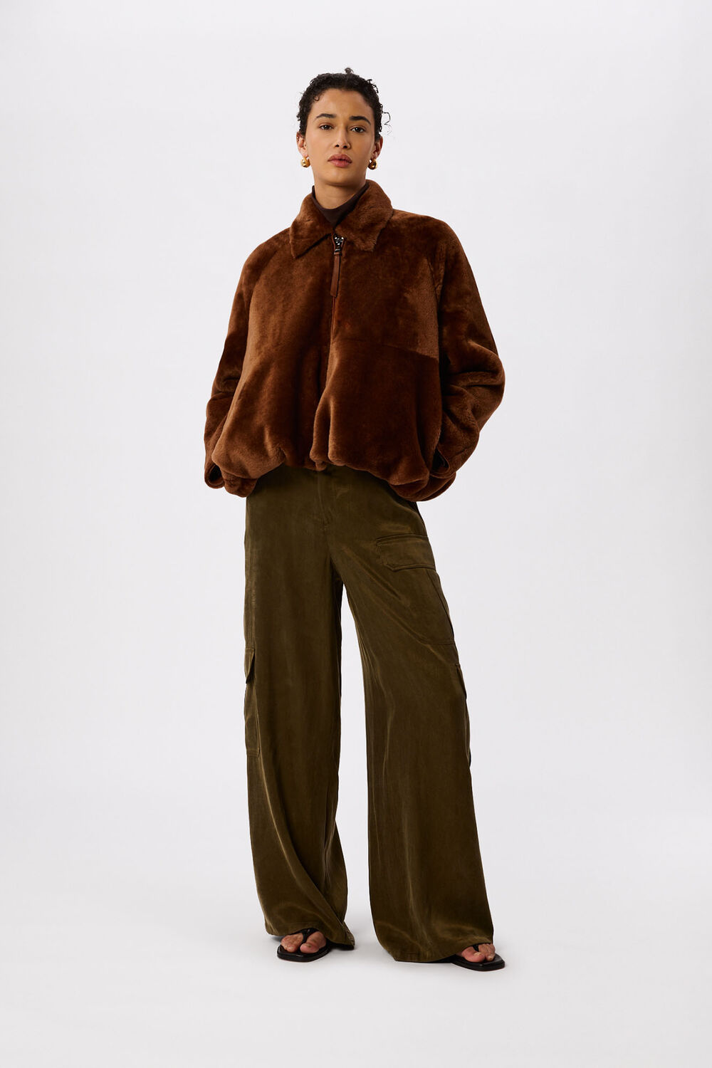 Gathered Shearling Jacket