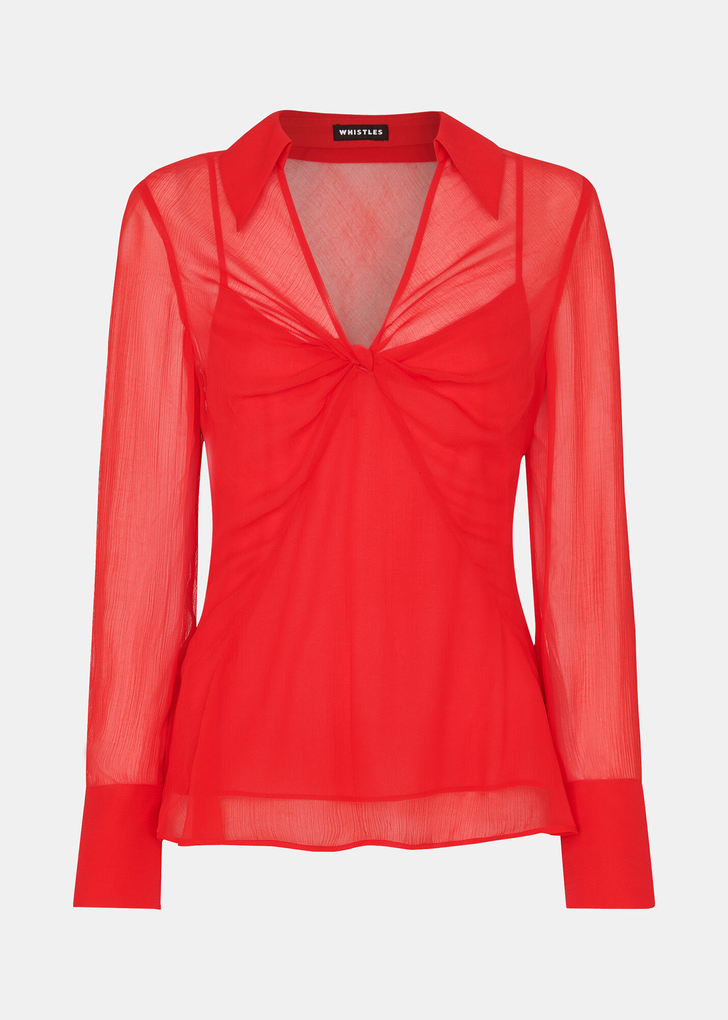 red chiffon blouse