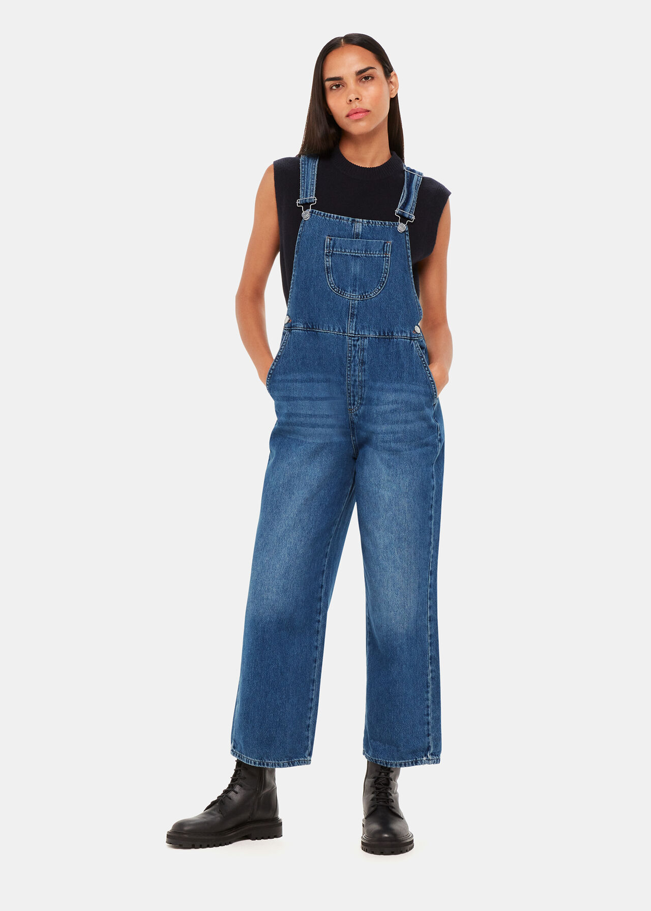 Blue Denim Straight Leg Dungarees, Whistles UK