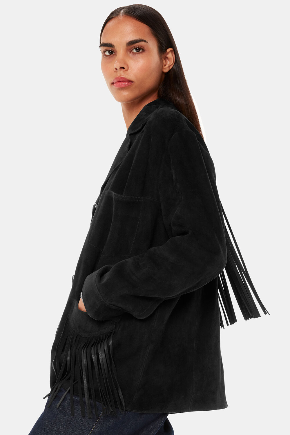 Black Lani Tassel Suede Jacket