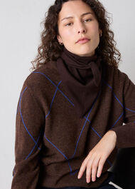 Wool Contrast Diamond Knit