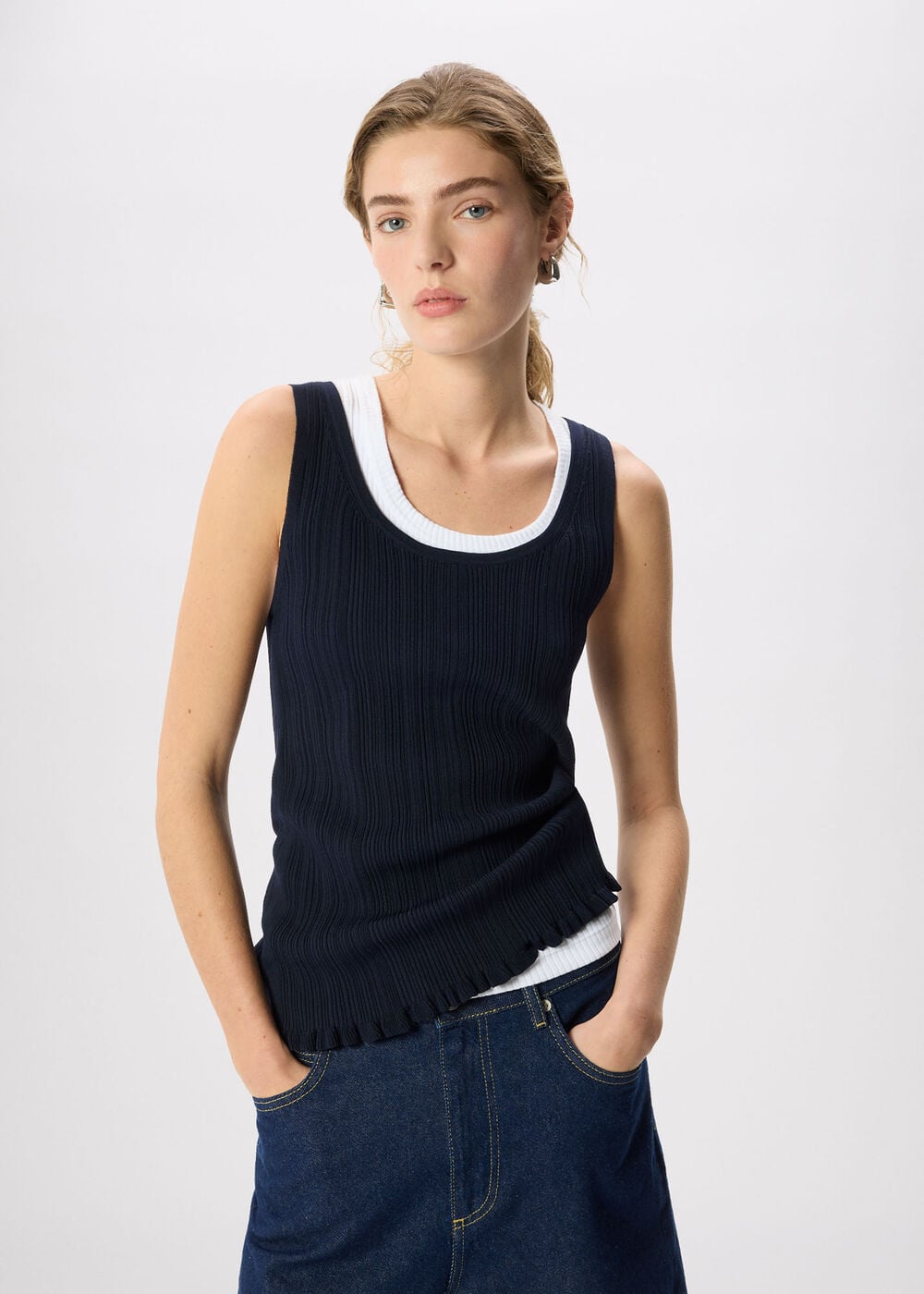 Frill Hem Knitted Vest