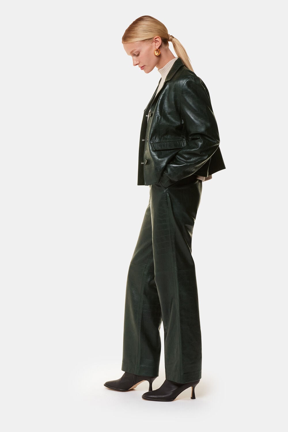 Delia Croc Leather Jacket
