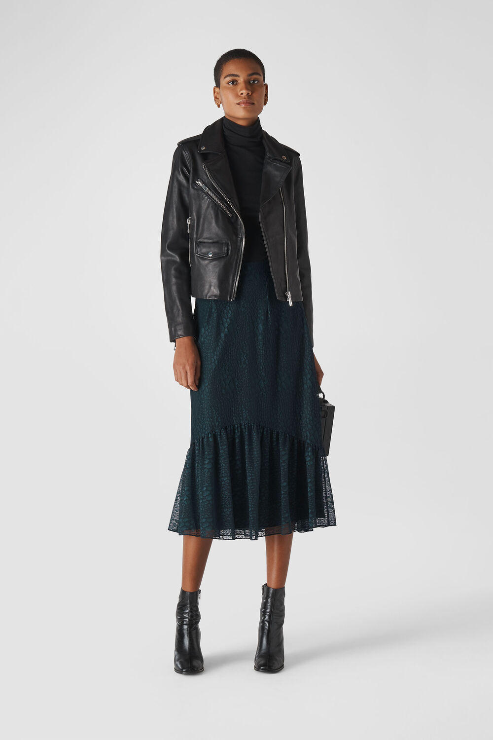 Ellis Animal Lace Skirt Dark Green