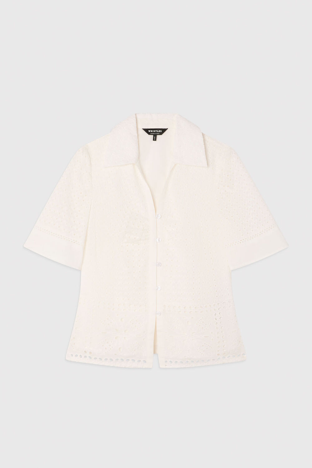 White Cotton Broderie Shirt
