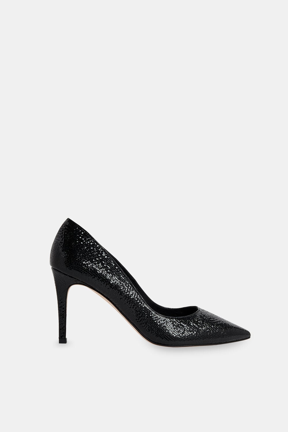 Black Corie Textured Heeled Pump