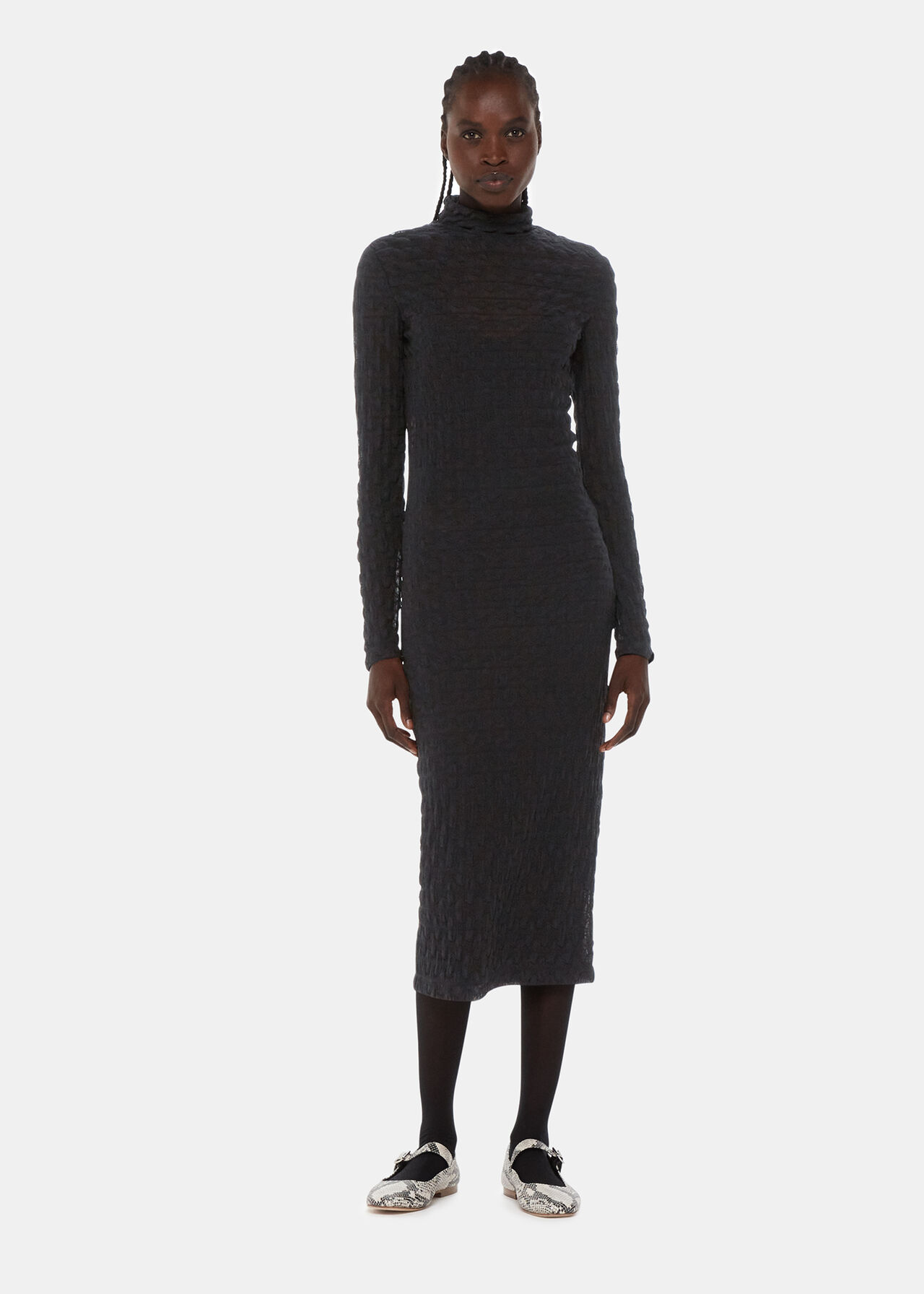 Textured Long Sleeve Dress