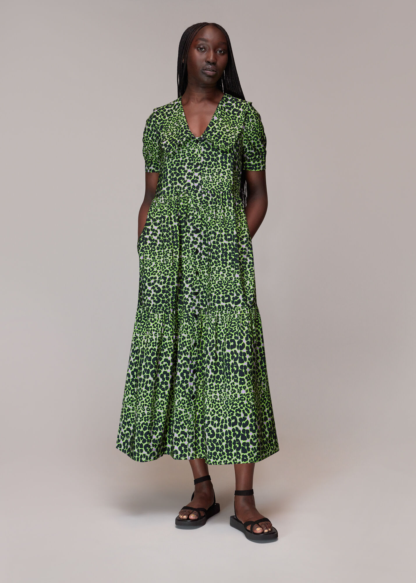 Leopard print new arrivals collar dress