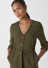 Lorena Tie Front Jumpsuit Khaki