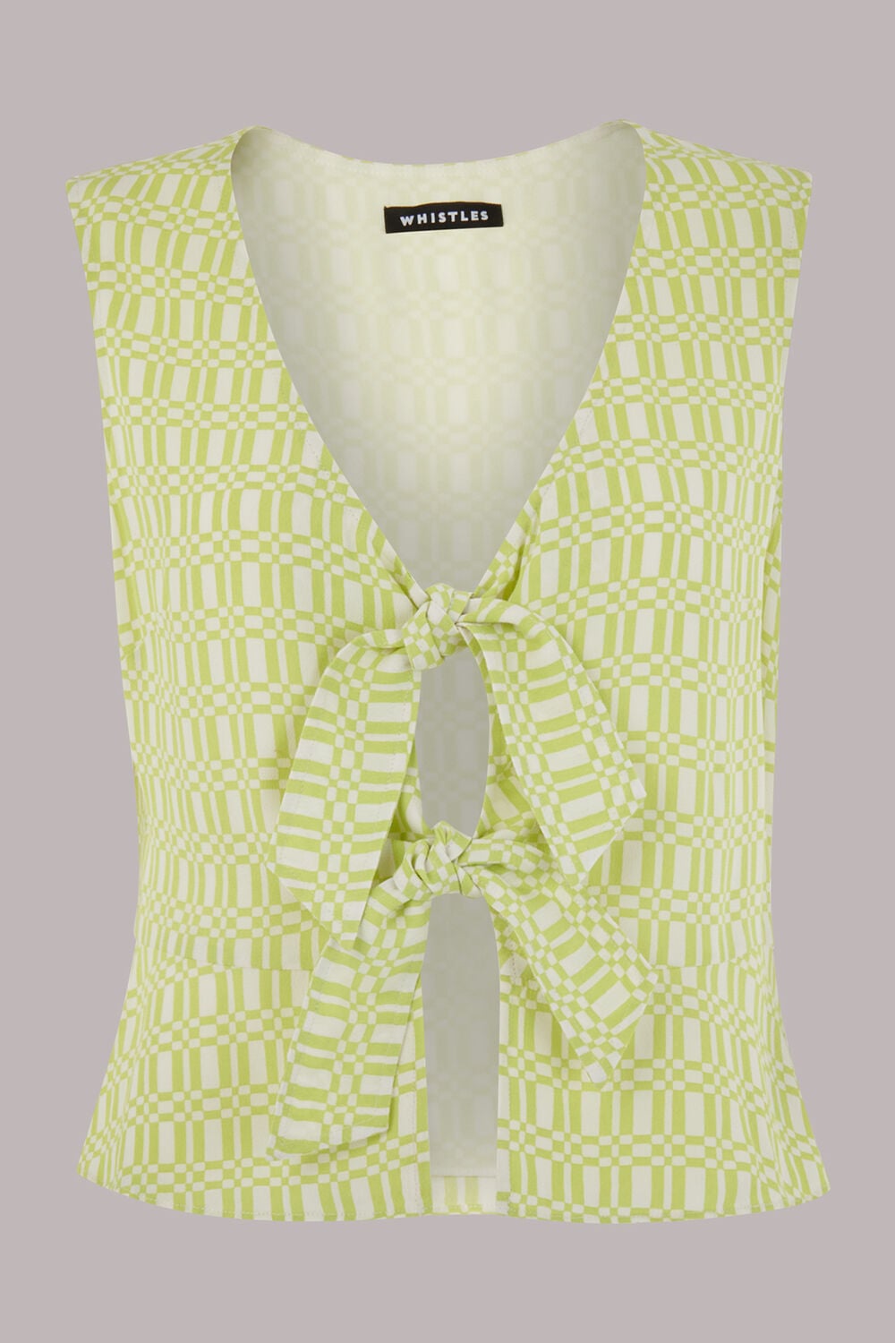 Link Check Tie Front Top