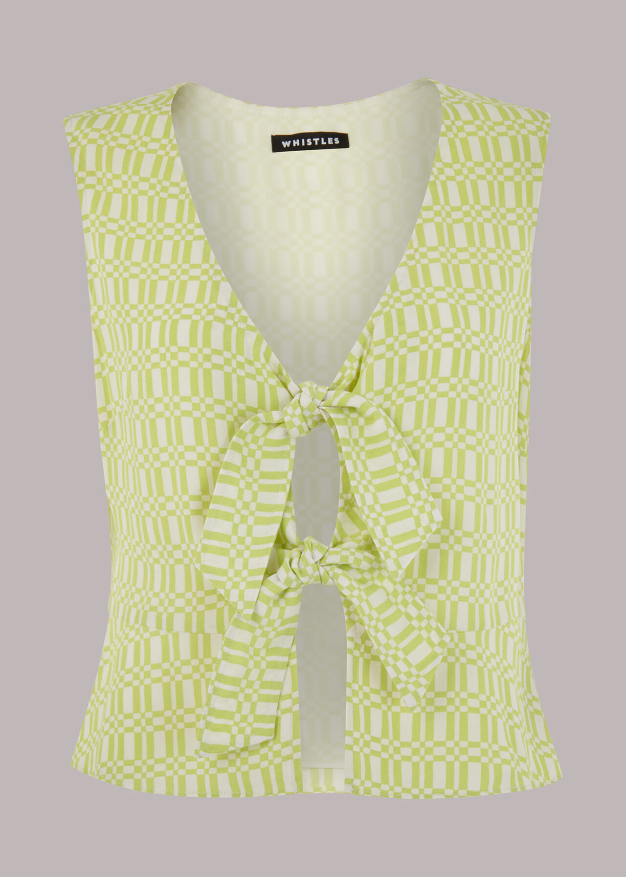 Link Check Tie Front Top