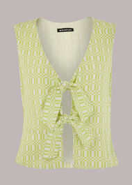 Link Check Tie Front Top