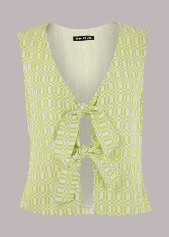 Link Check Tie Front Top