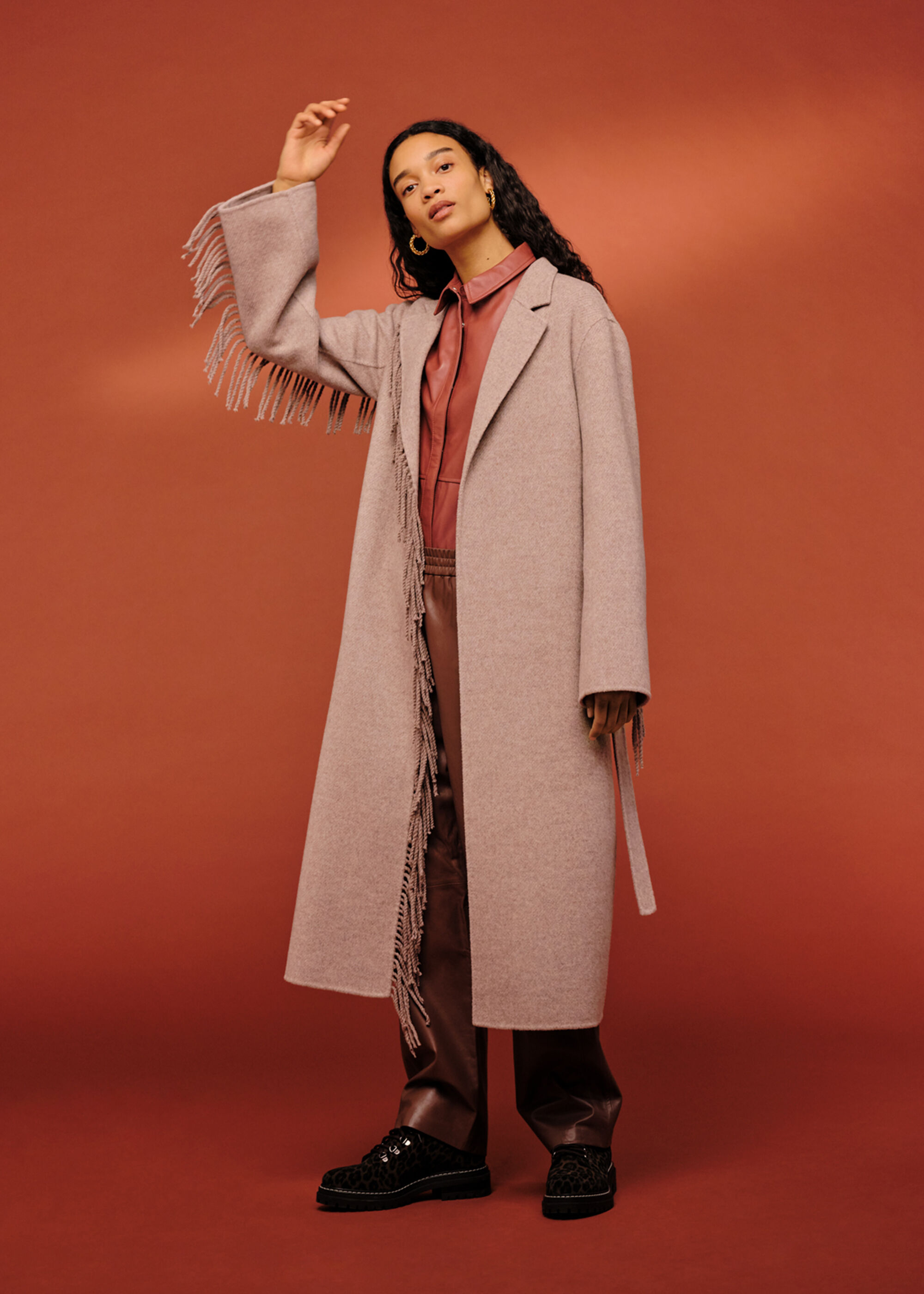 Long fringe deals coat