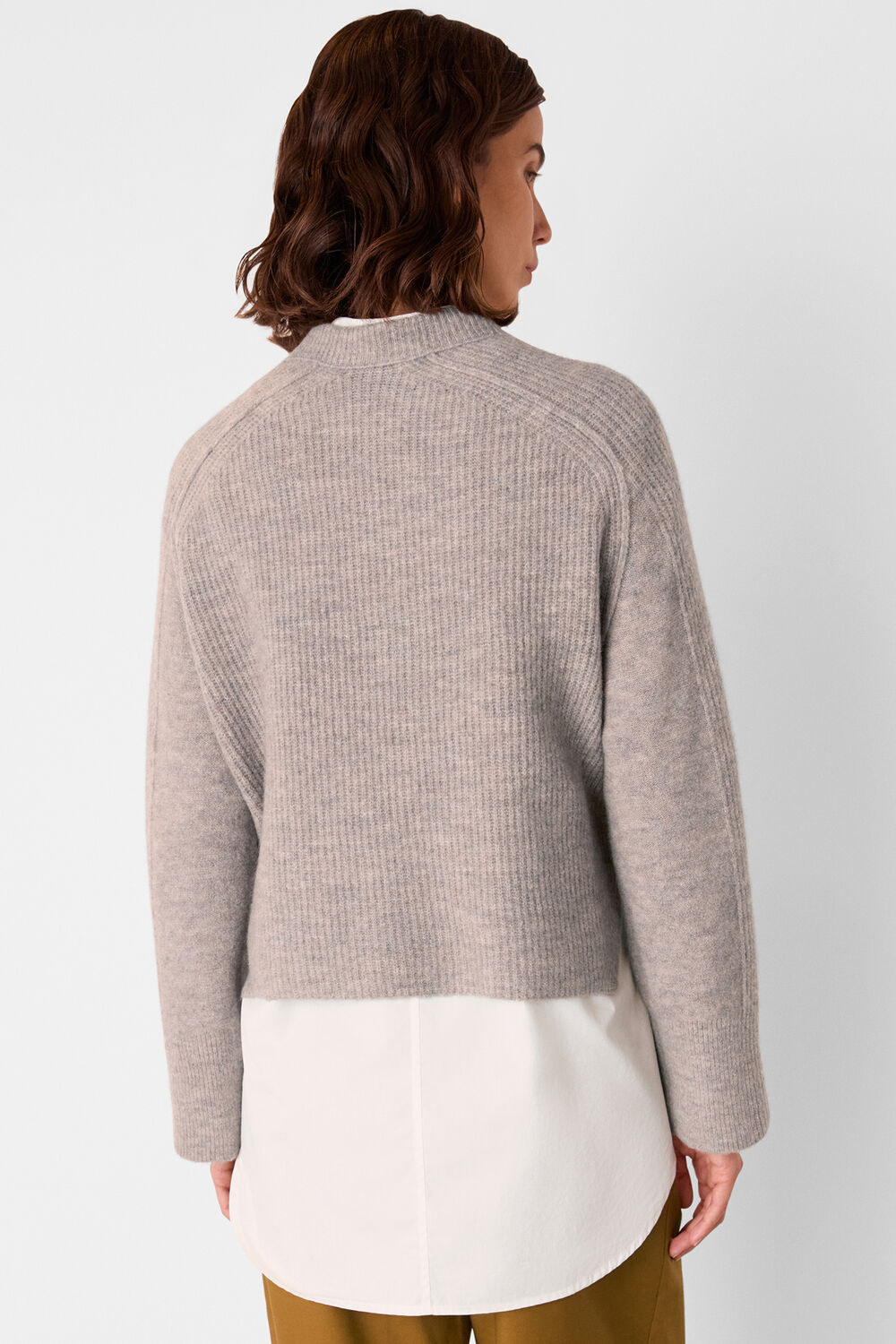 Neutral Aria Wool Mix Crew Knit