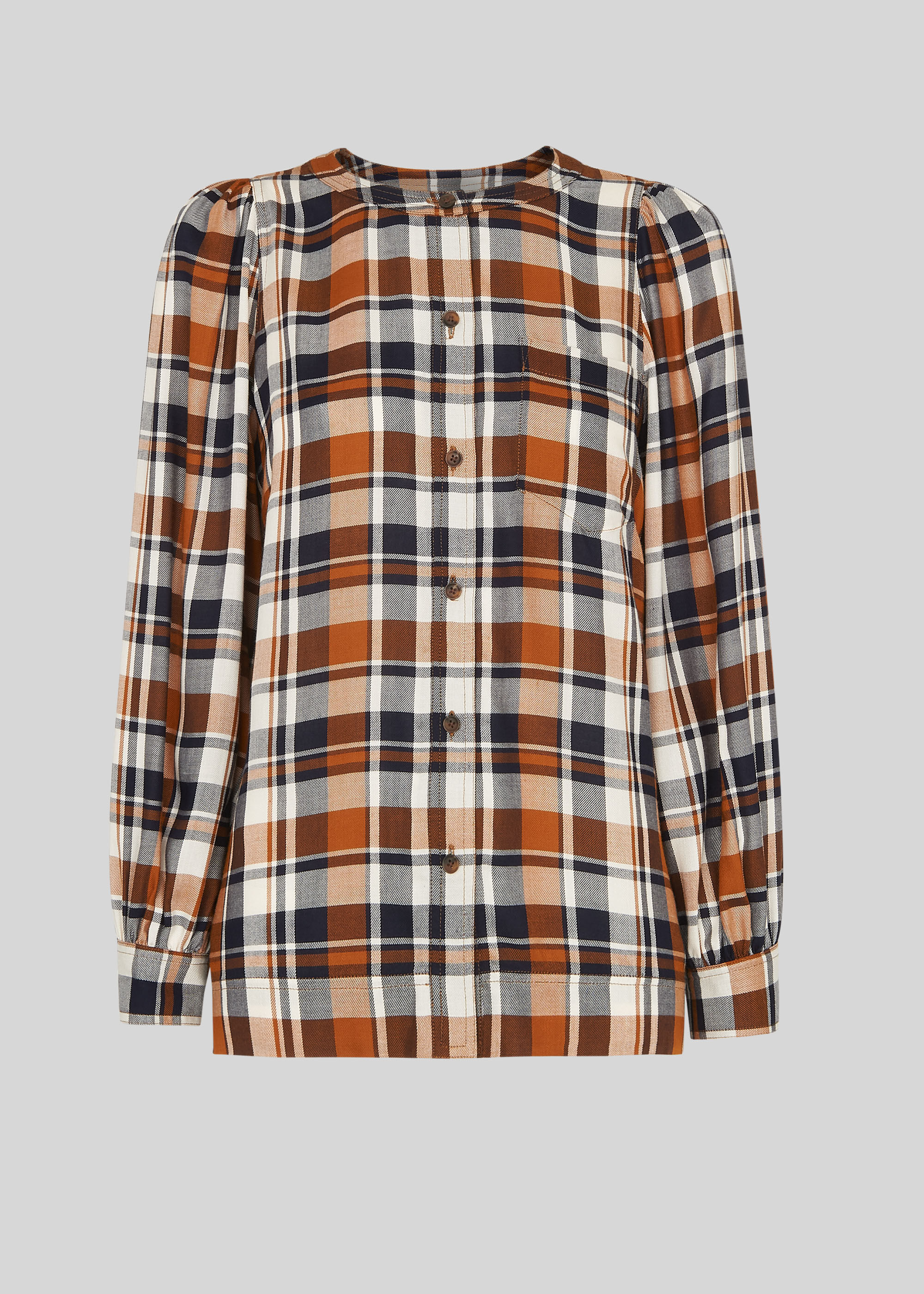 Puff sleeve plaid shirt sale