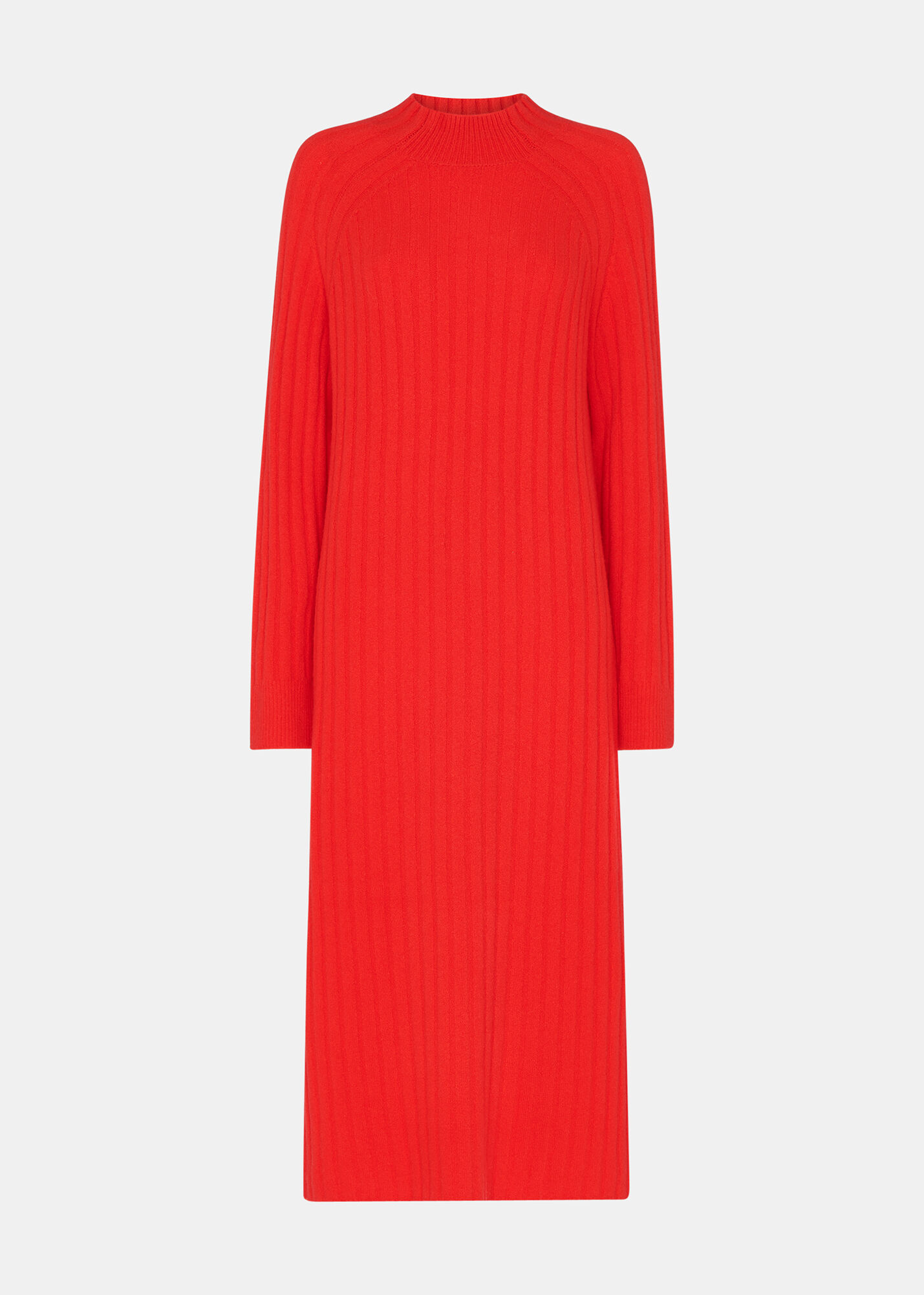 Red Ribbed Midi Knit Dress | WHISTLES | Whistles ROW |