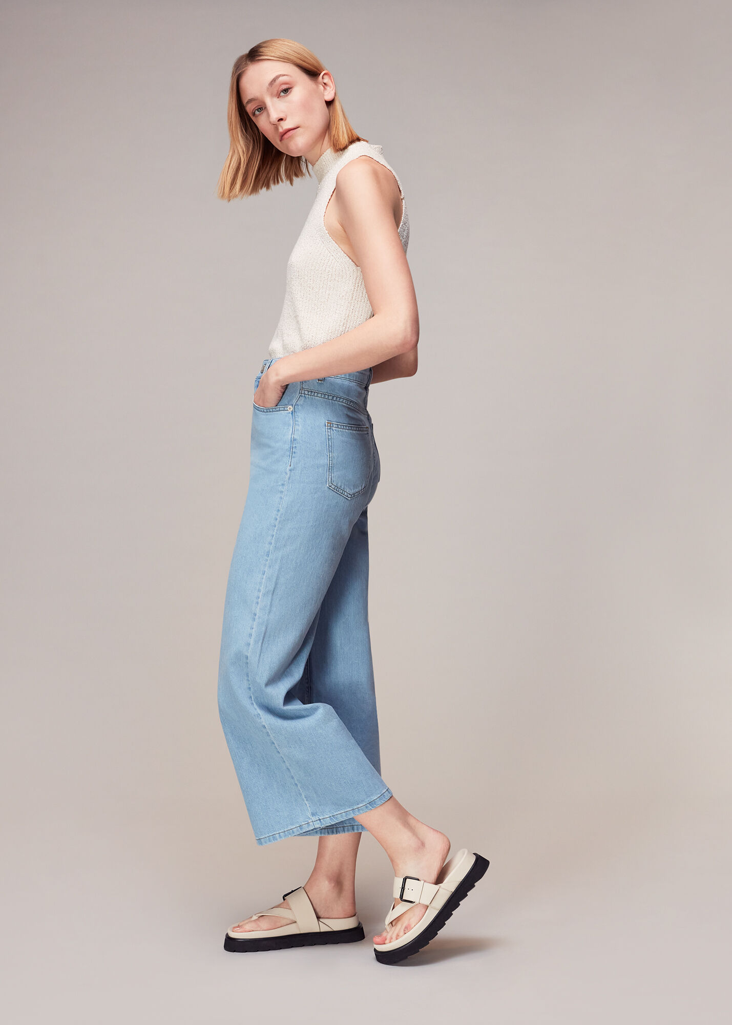 White Sutton Toe Post Buckle Sandal WHISTLES
