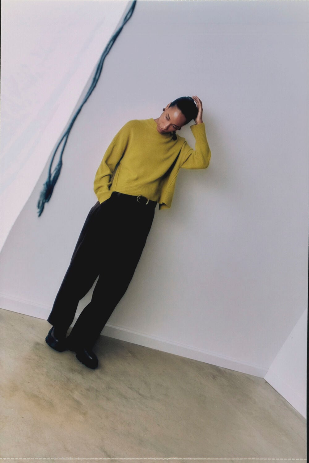 Yellow Wool Seam Detail Crew Knit