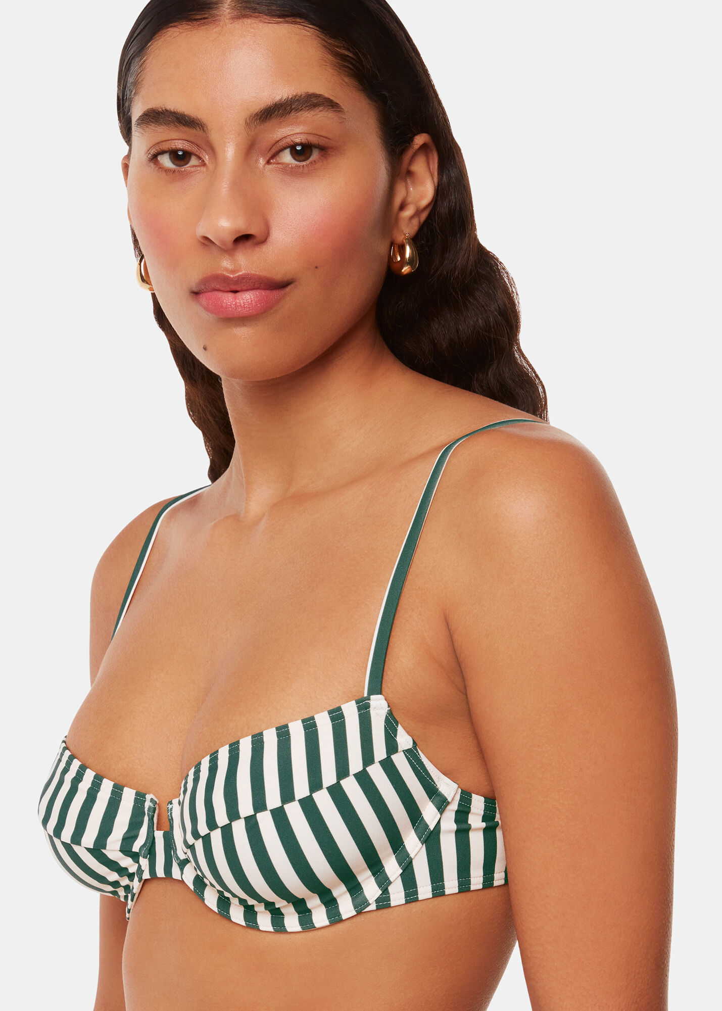 Green Multi Stripe Bikini Top WHISTLES Whistles UK