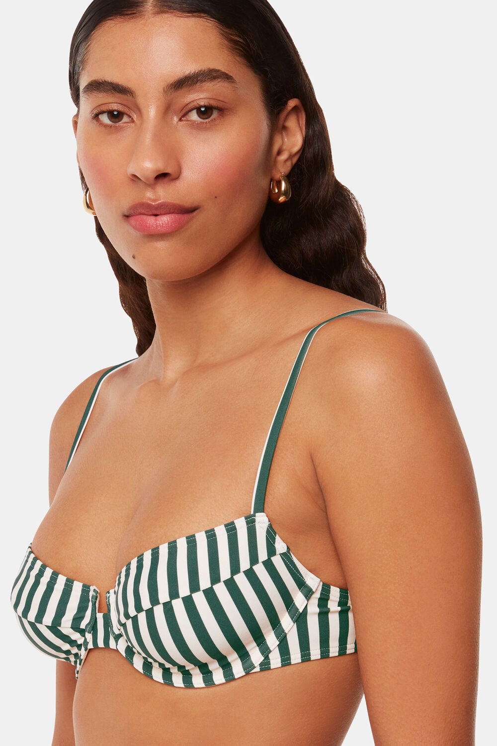 Green Stripe Bikini Top