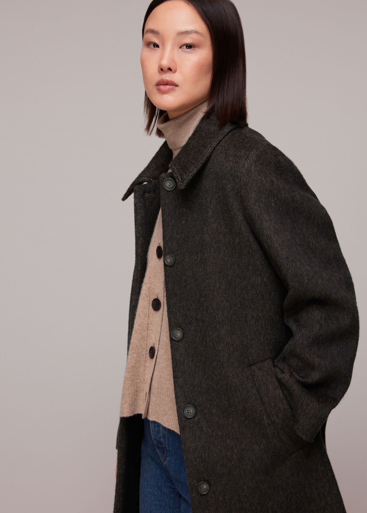 Wool Textured Tie Waist Coat