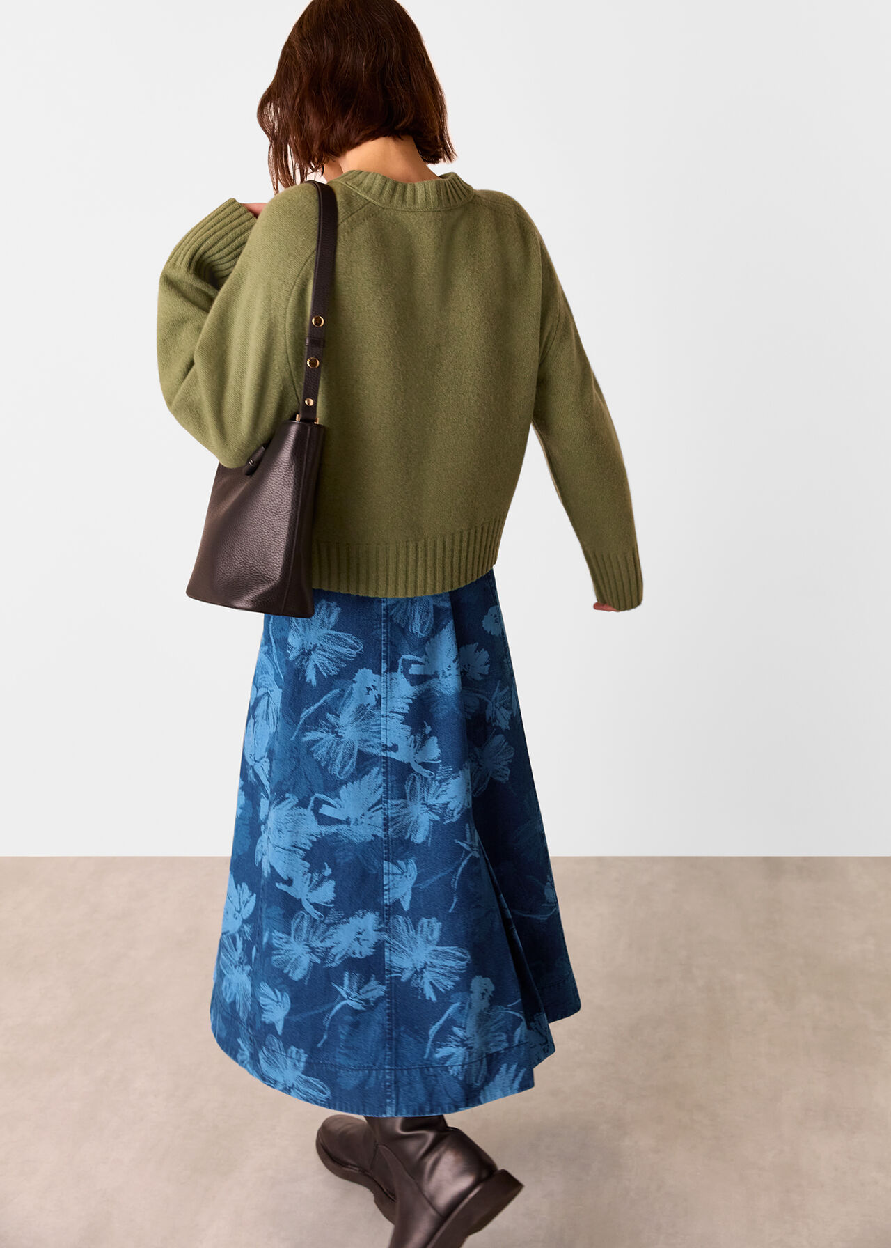 Chalk Print Midi Skirt