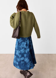 Chalk Print Midi Skirt