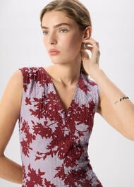 Floral V Neck Textured Dress