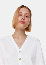 Ella V Neck Button Through Tee