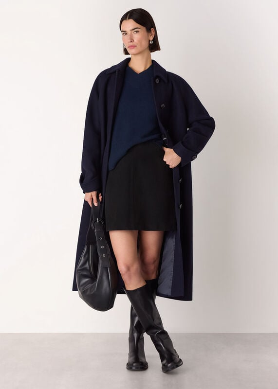 Navy Cashmere V Neck Knit