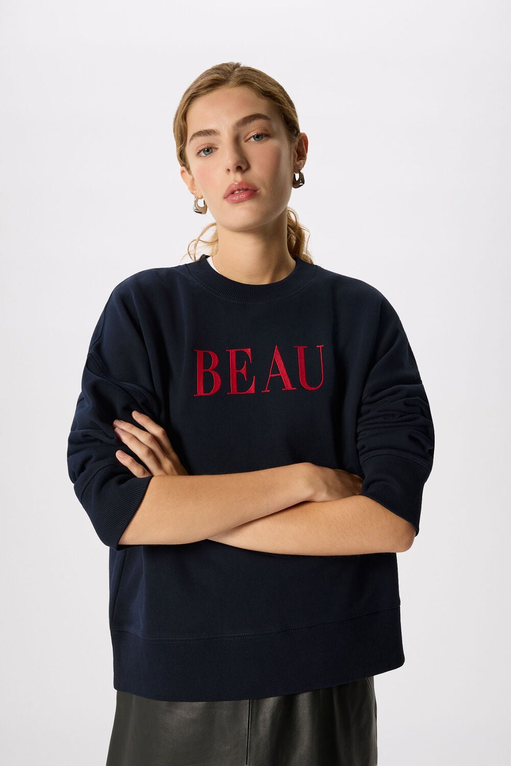 Navy Beau Logo Sweat