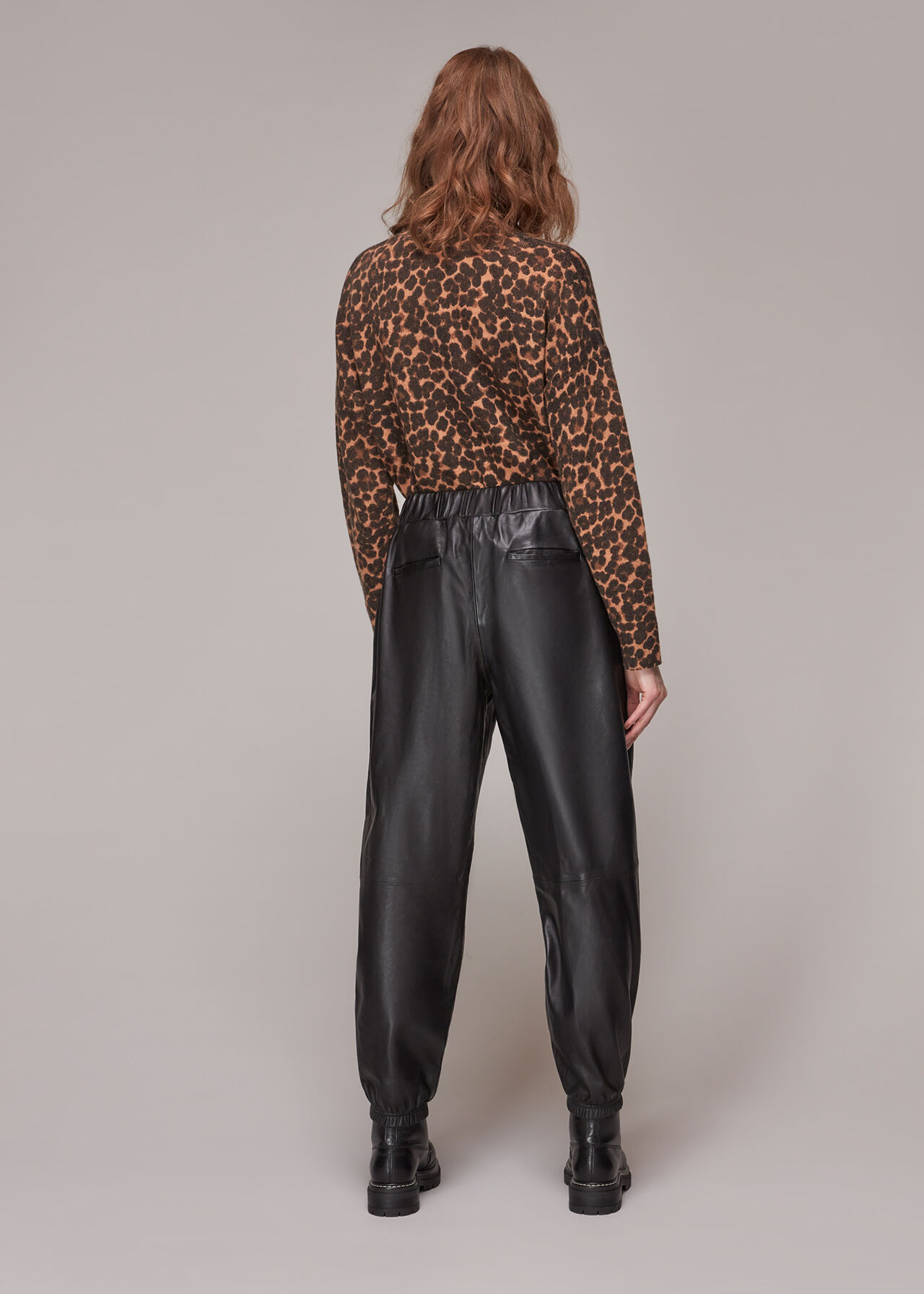 Black Charlie Leather Cuffed Trouser | WHISTLES | Whistles