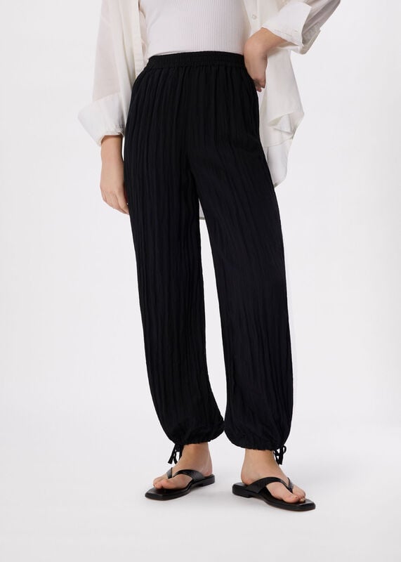 Black Relaxed Tie Hem Trouser