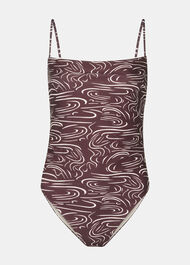 The Longing Wave Print Open-Back Swimsuit