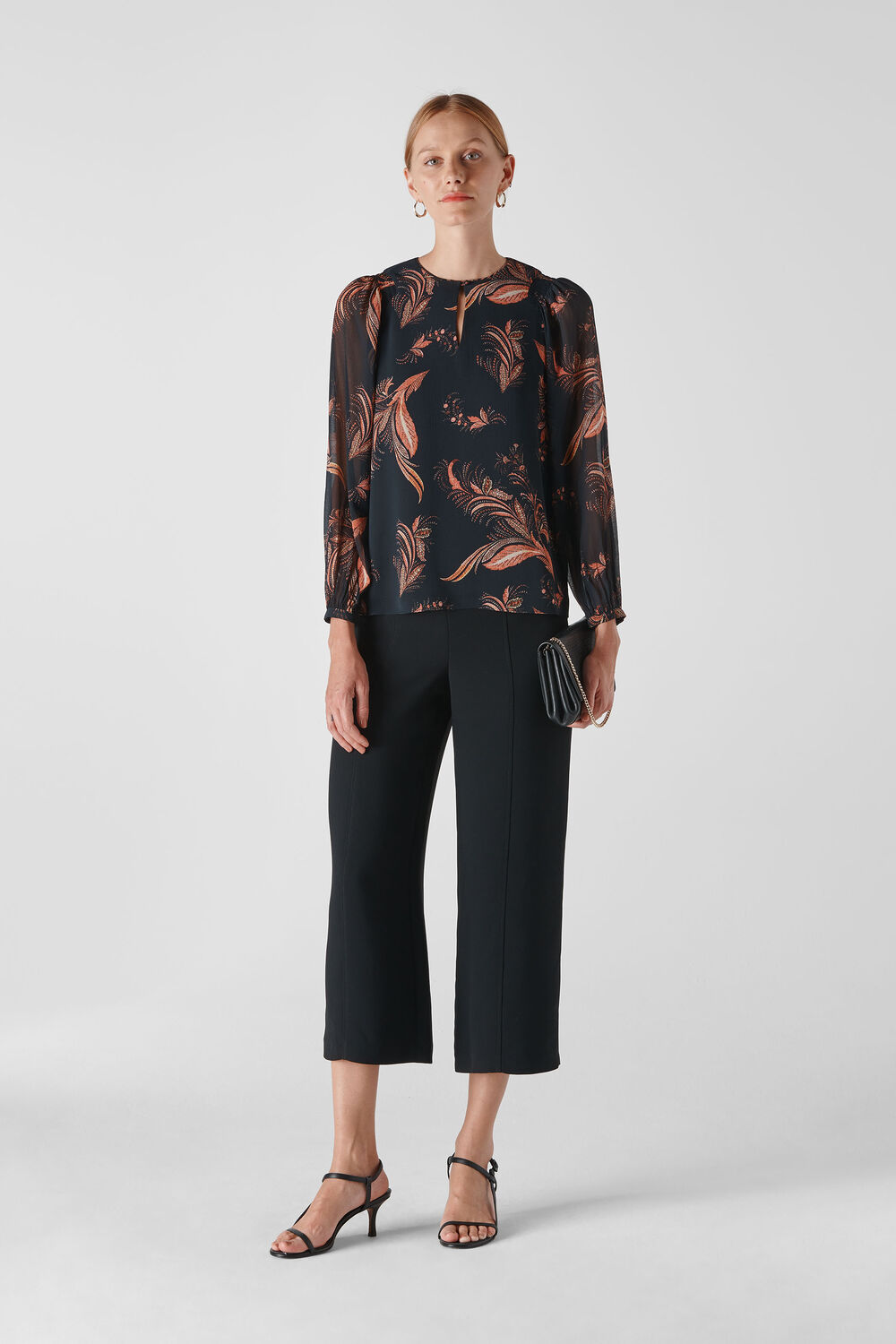 Paisley Leaf Print Blouse Black/Multi
