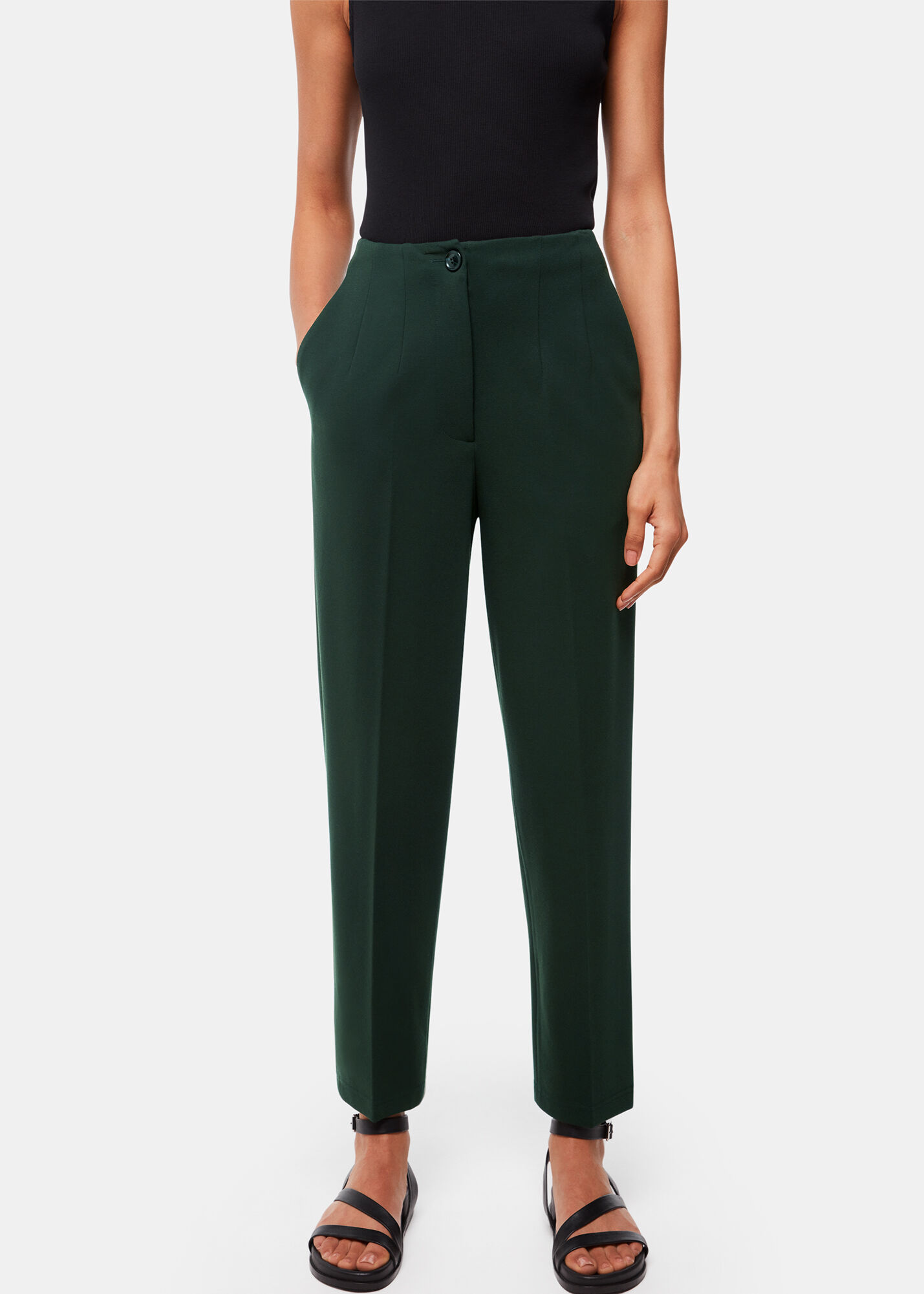 Dark Green Lila Ponte Trouser | WHISTLES | Whistles US |