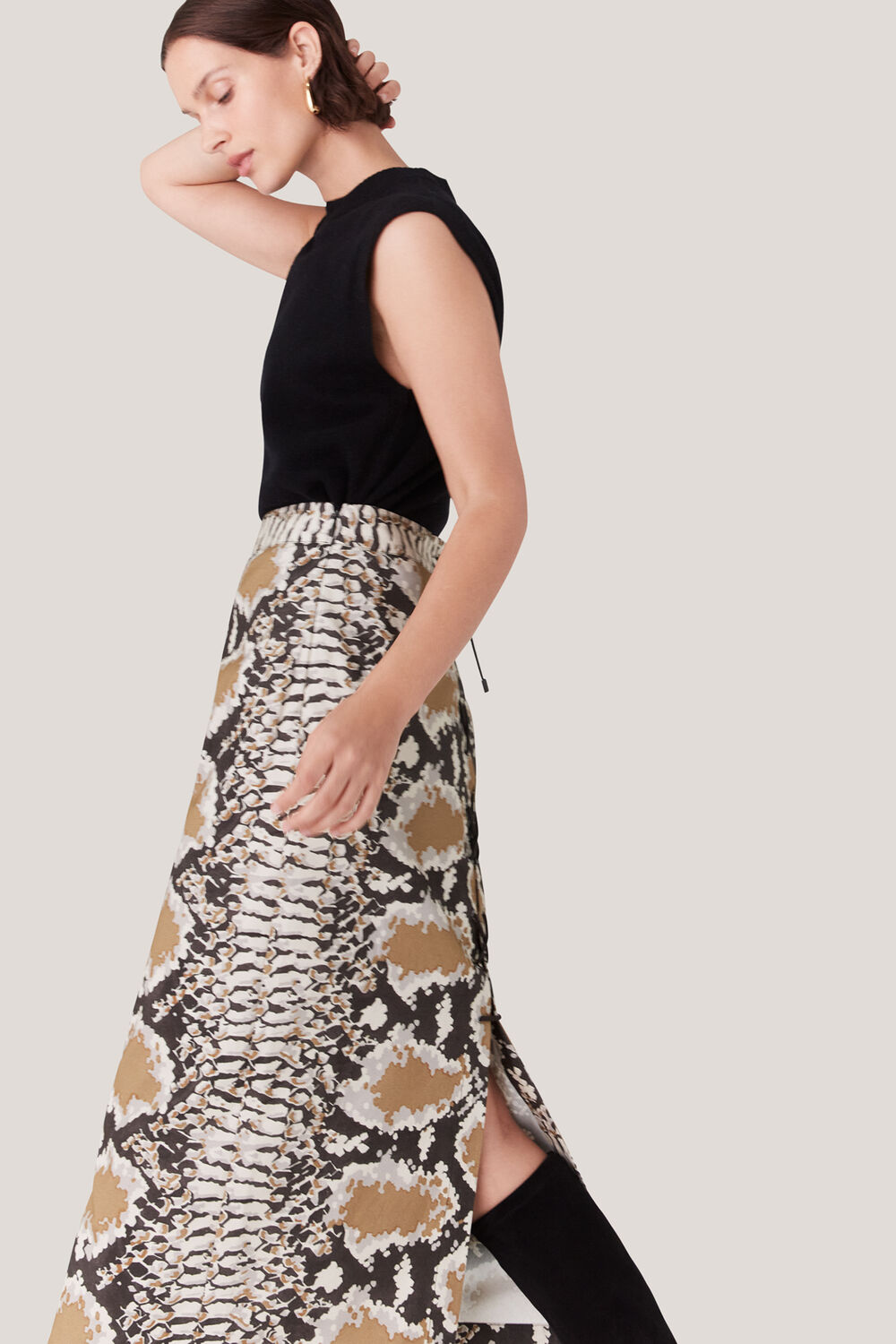 Snake Print Midi Skirt
