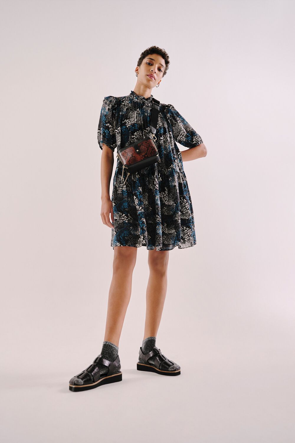 Marble Animal Print Silk Dress