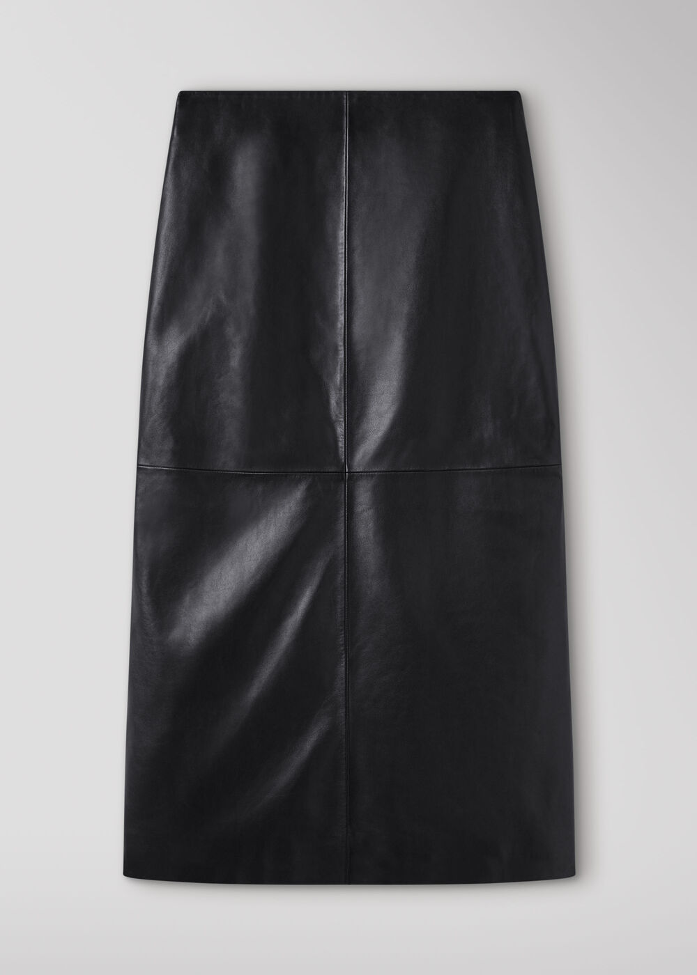 Black Pencil Leather Midi Skirt