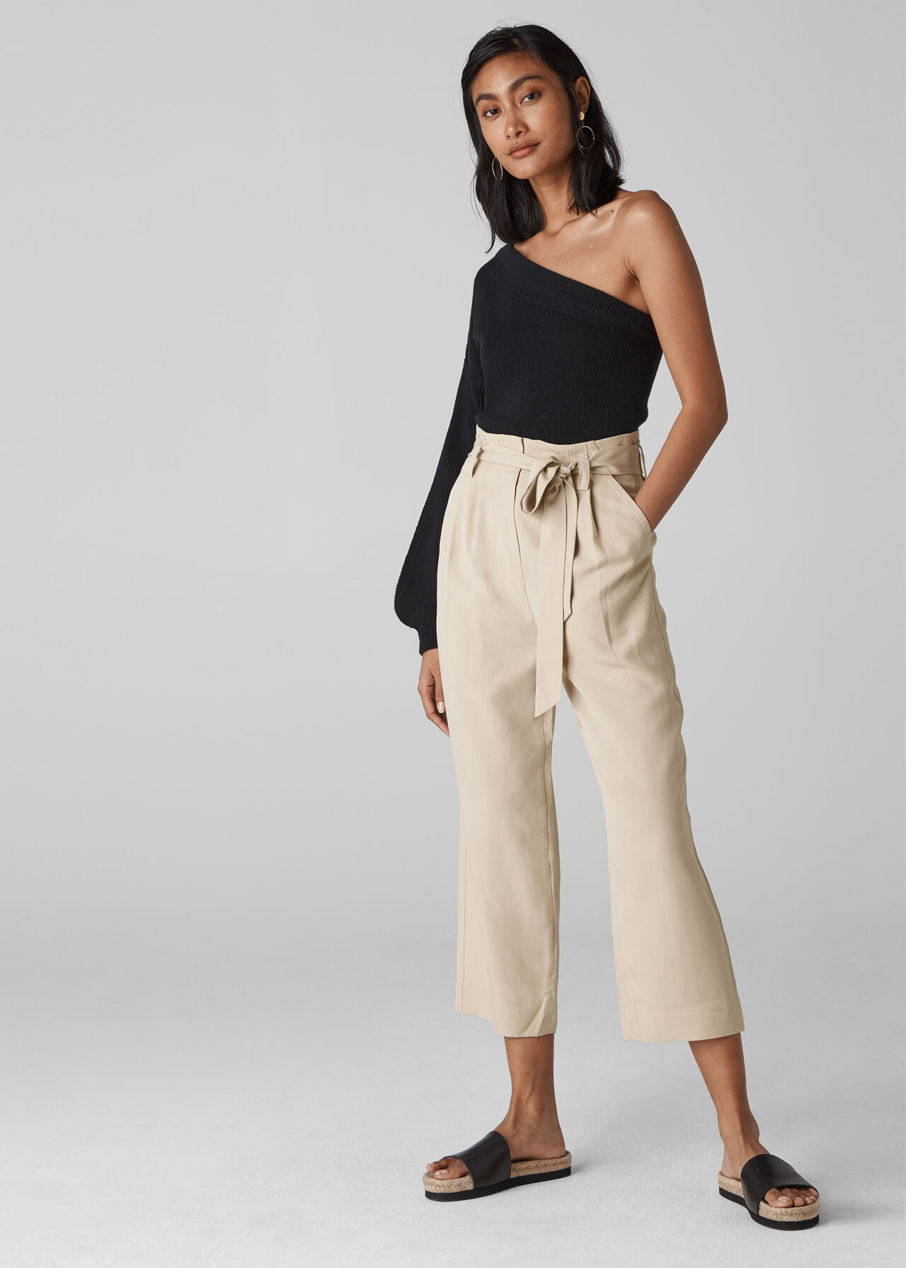 Paper Bag Belted Trouser Neutral