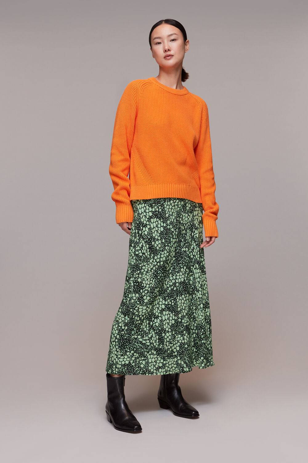 Green Daisy Meadow Bias Cut Skirt