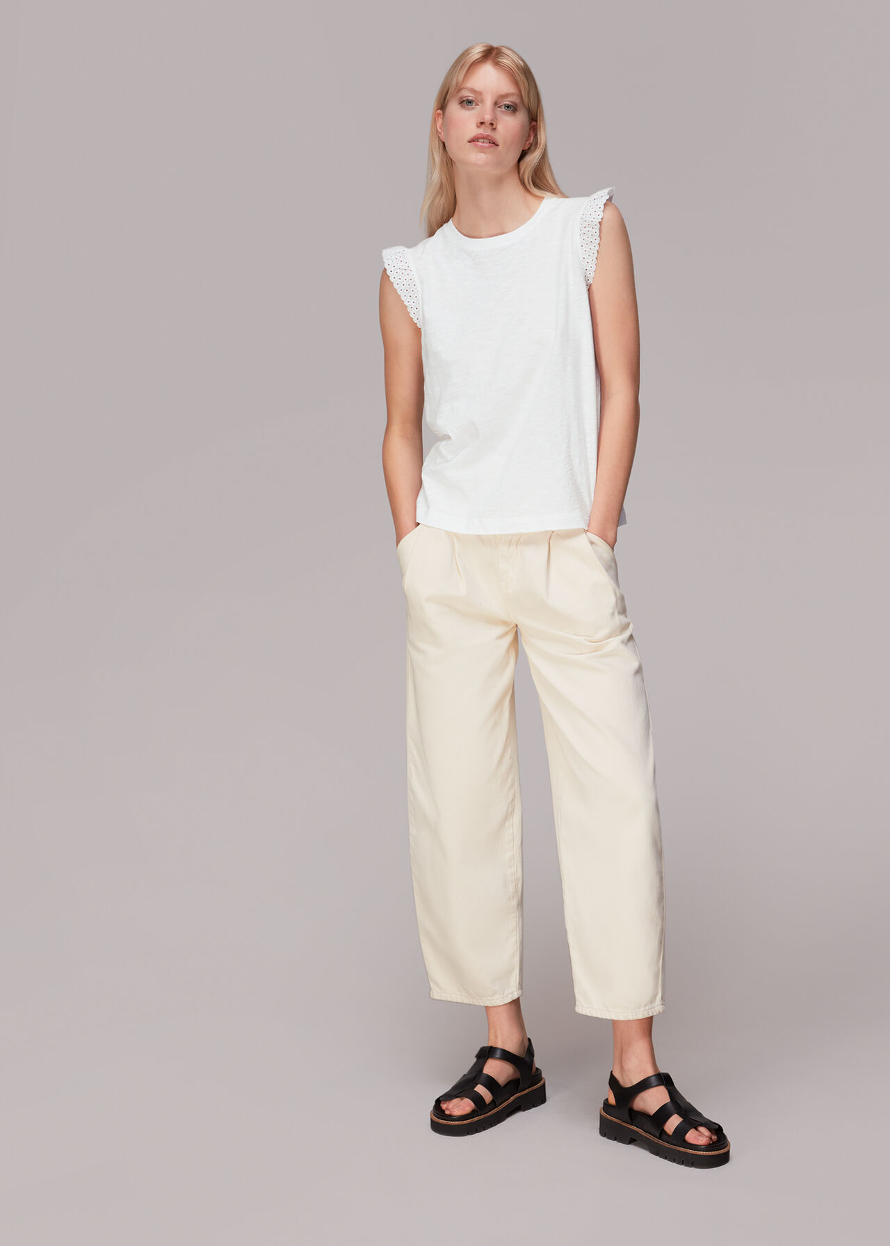 Broderie Frill Sleeve Tee
