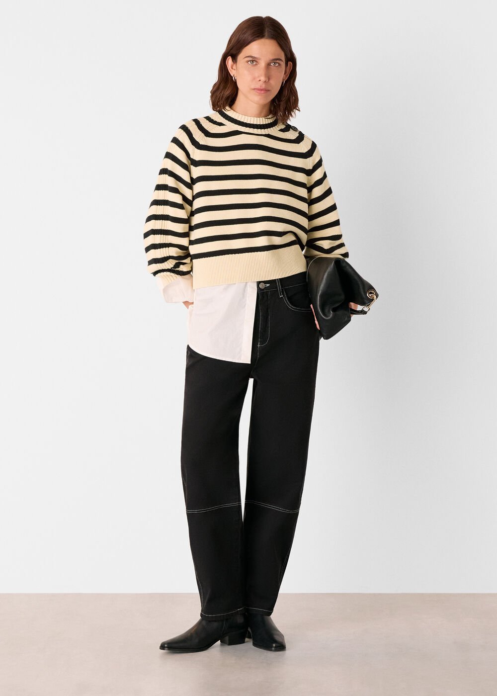 Stripe Detail Cotton Knit