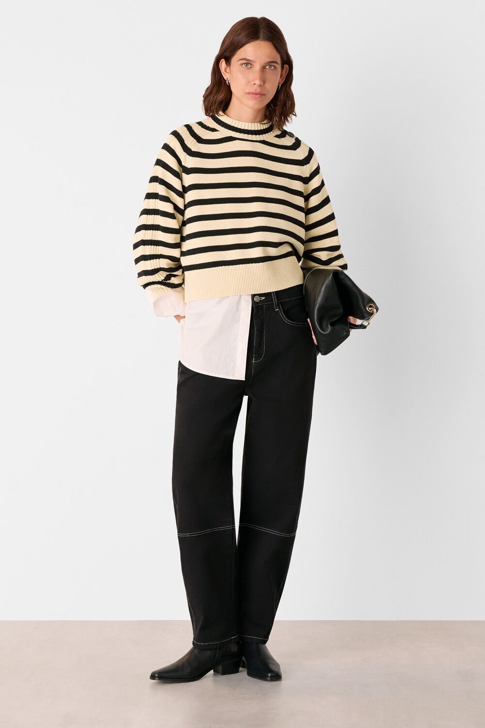 Stripe Detail Cotton Knit