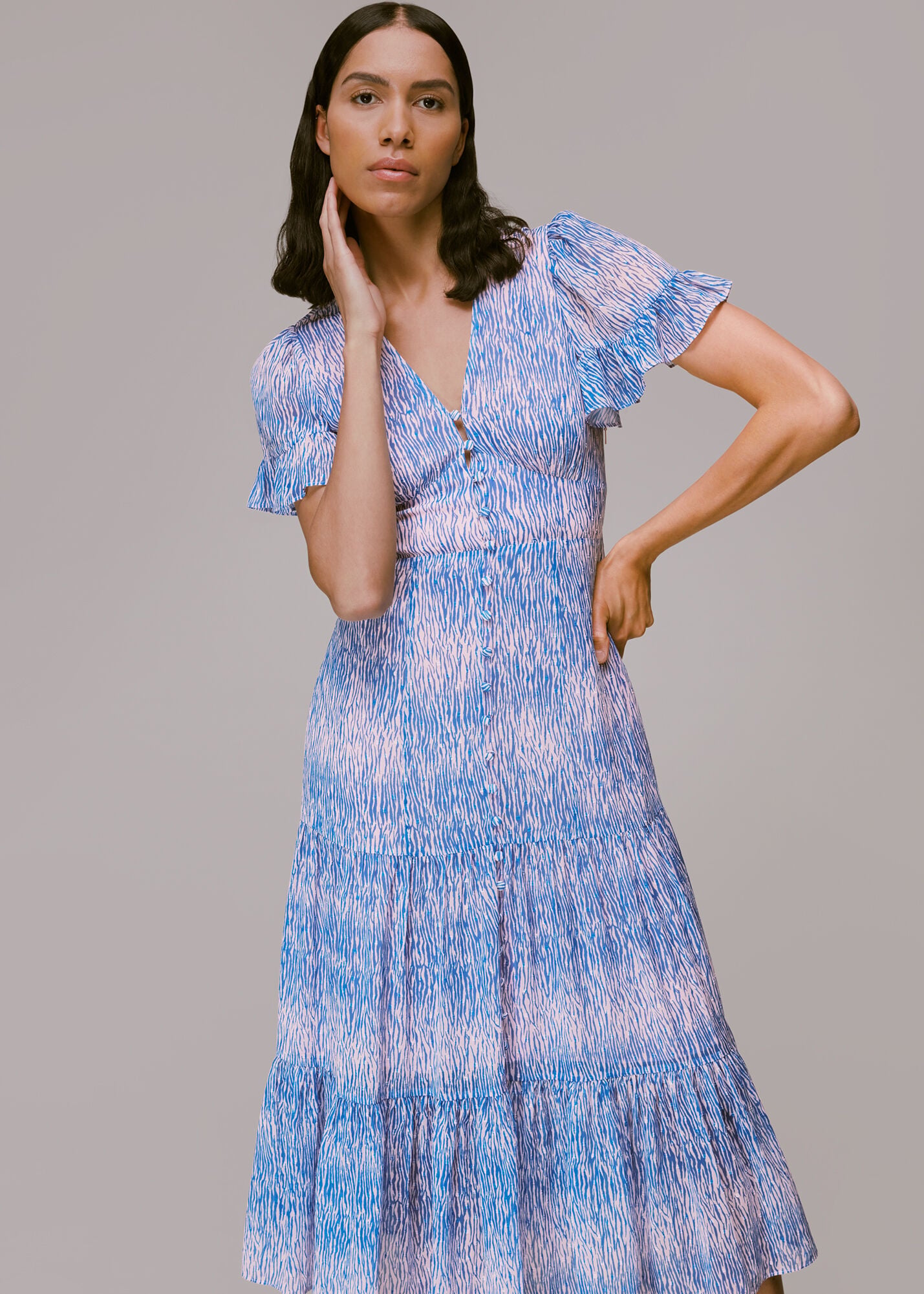 Multicolour Tiger Dobby Midi Dress 