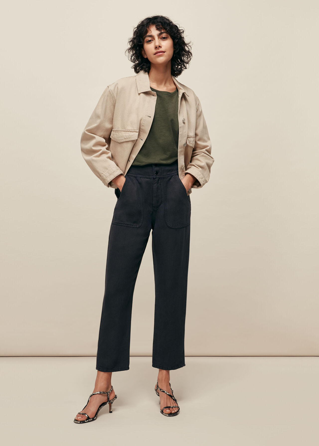 Black Tia Relaxed Trouser | WHISTLES | Whistles UK