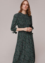 Midnight Garden Shirred Dress